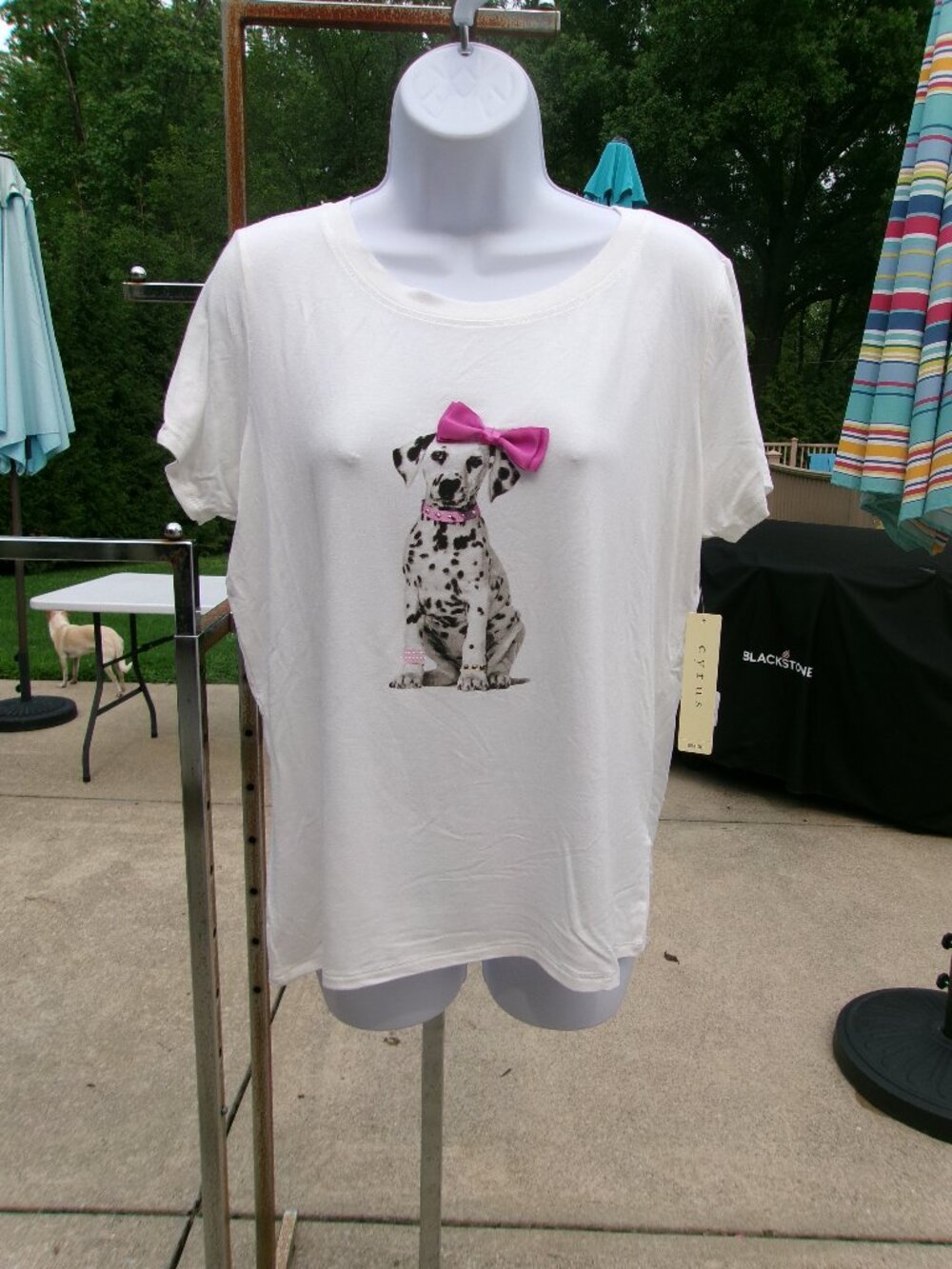 NWT CYRUS DALMATION PRINT T SHIRT M